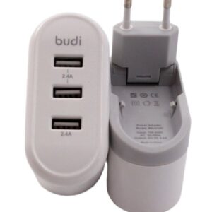 BUDI M8J315ELM HOME CHARGER 24 WATT 4.8A + LIGHTNING CABLE & MICRO CABLE FLAT CABLE 1.2M & 4FT